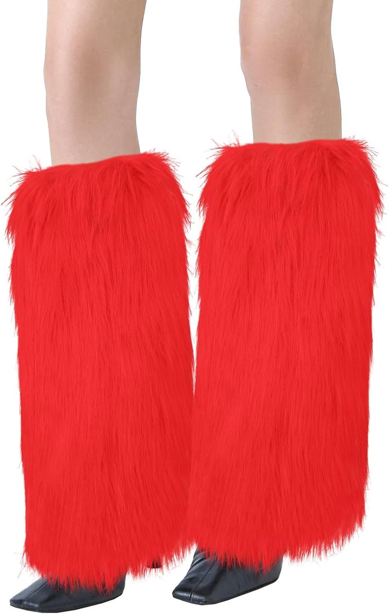XEPST Faux Fur Fuzzy Leg Warmers Furry Boot Covers for Women, Warm Fuzzy Boot Cuff Boot Sleeves Leg Warmers for Party Costume - Image 1